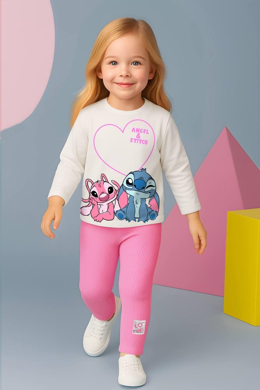 Children`s kit for a girl with a long sleeve, cyclamen color