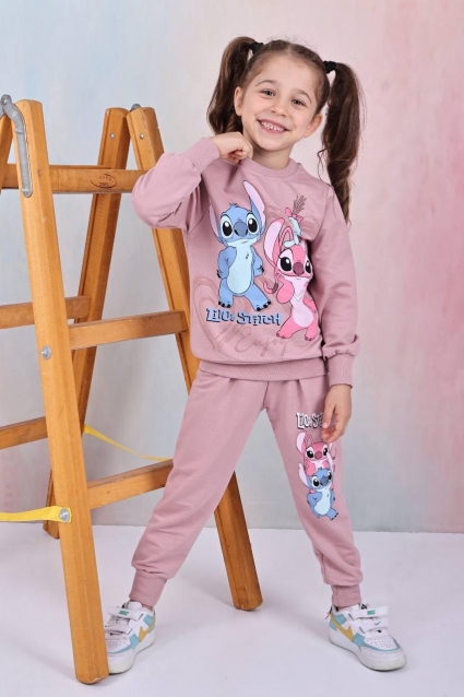 Children`s kit for a girl with a long sleeve, green color