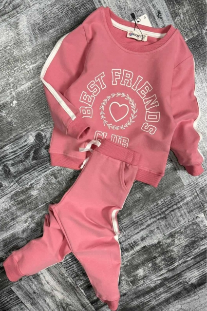 Children`s kit for a girl with a long sleeve, pink color