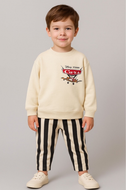 A baby set for a long -sleeved boy, beige