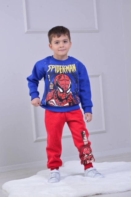Children`s set for a boy with a long sleeve, blue color