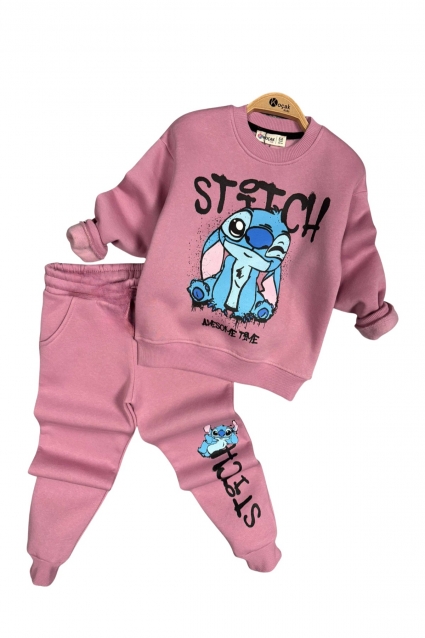 Children`s set for a girl with a long sleeve, dark pink color