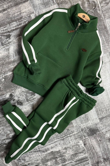 Children`s set for a boy with a long sleeve, green color