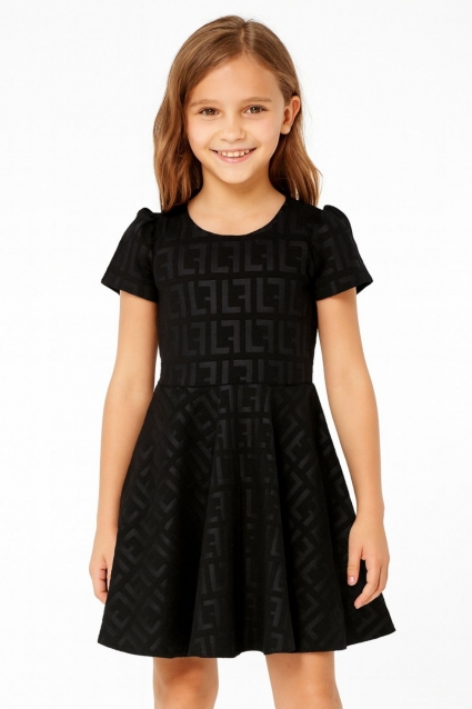 Children`s dress with short sleeves, black color