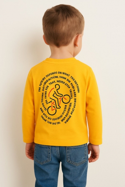 Children`s blouse for a boy with long sleeves, yellow color
