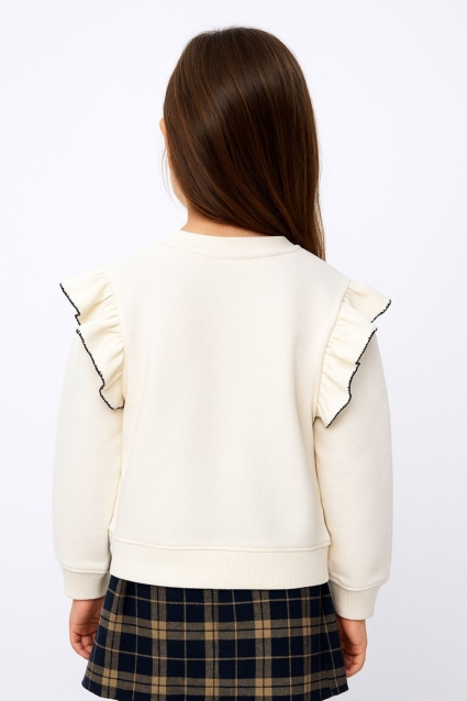 Children`s blouse for girls with long sleeves, color ecru