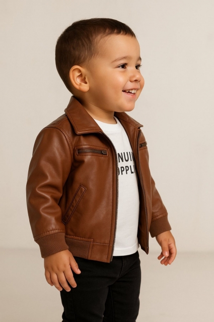 Children`s set for boy with long sleeve 3 pieces, brown color