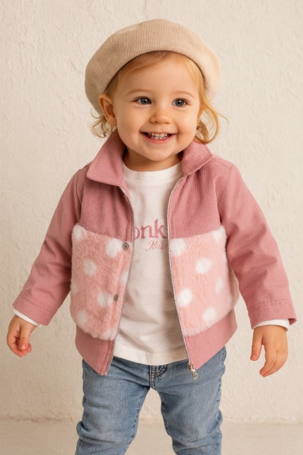 Children`s set for girls with long sleeves 4 pieces, dark pink color