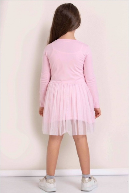 Rochie pentru copii cu maneci lungi, de culoare roz
