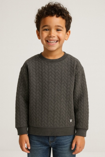 Children`s blouse for a boy with long sleeves, gray color