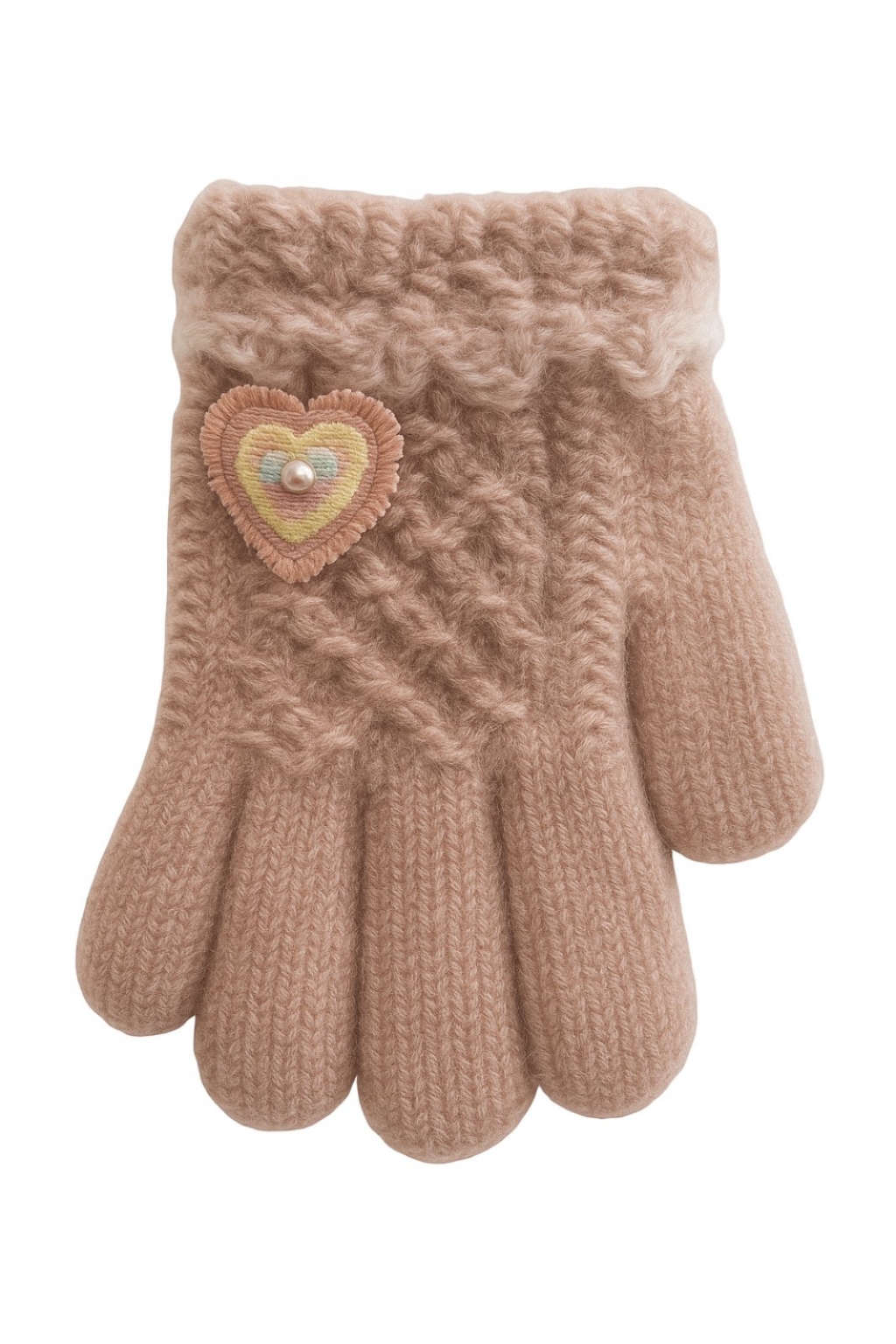 Children`s gloves for girls, powder color