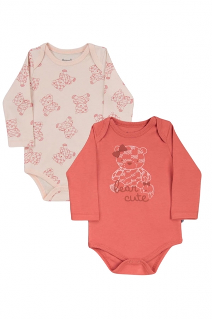 Children`s bodysuit long sleeve for girls 2 pieces, orange color