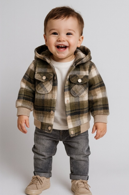 Children`s set for boy with long sleeve 3 pieces, green color