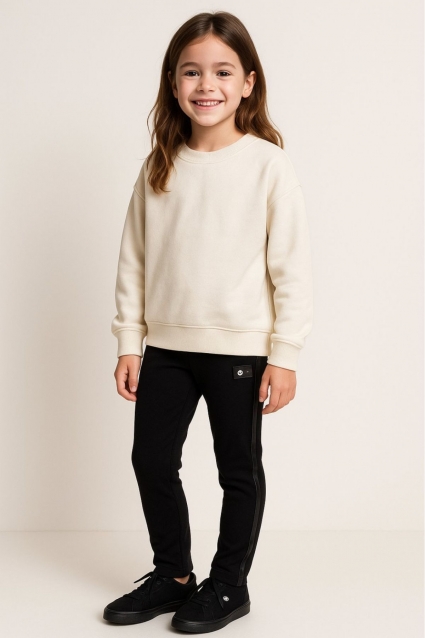 Children`s cotton leggings, black color