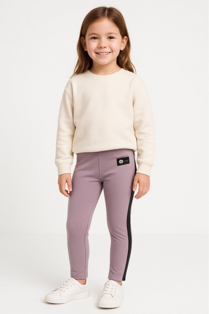 Children`s cotton leggings, purple color