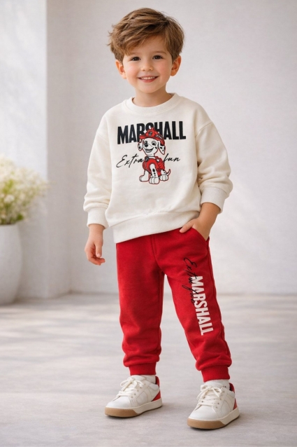 Children`s set for boy with long sleeve, red color