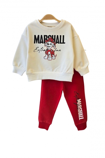 Children`s set for boy with long sleeve, red color