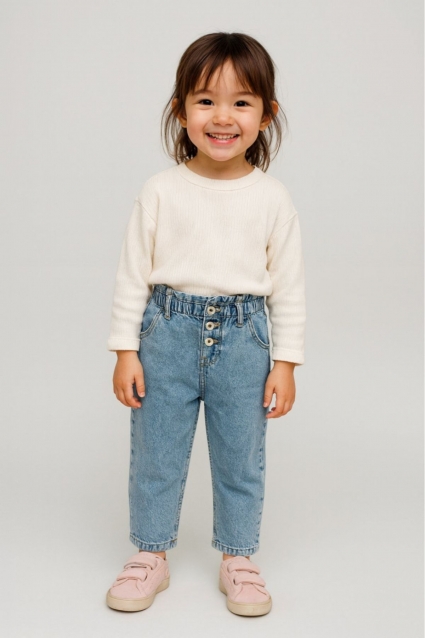 Baby jeans for a girl, blue color