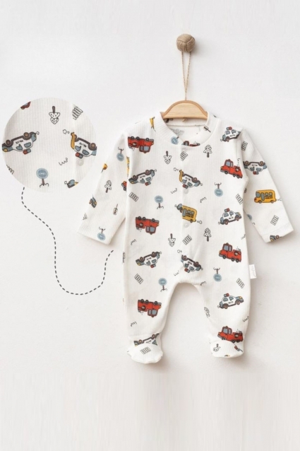 Baby overalls for boys with long sleeves, white color