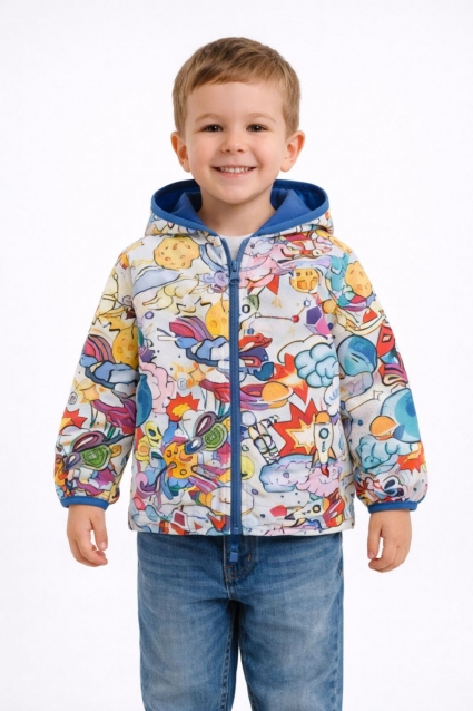 Children`s jacket for a boy, blue color