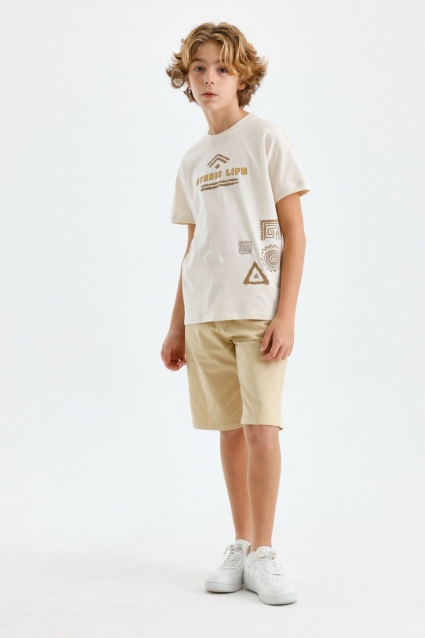 Tricou copii pentru baiat, culoare ecru