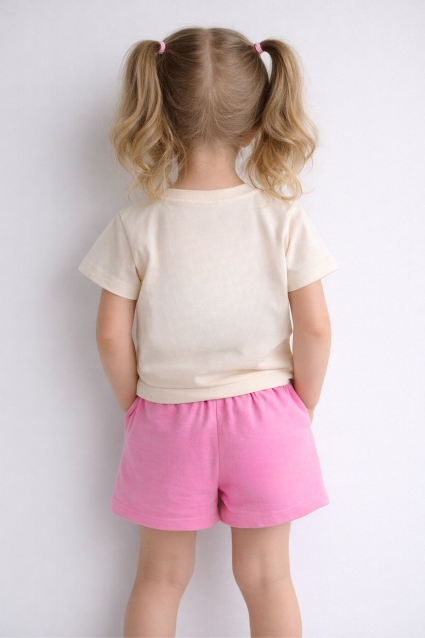 Children`s kit for a short sleeve girl, pink color