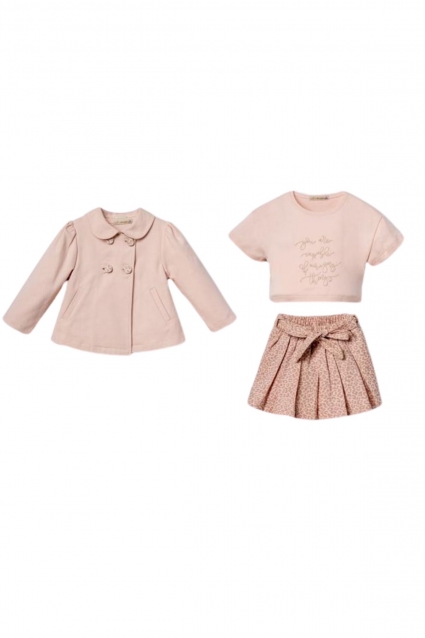 Children`s set for girls with long sleeves, pink color