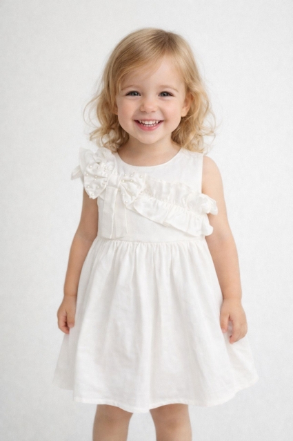 Rochie copii fara maneci, culoare ecru