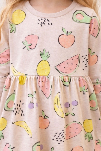 Rochie pentru copii cu maneci lungi, de culoare bej