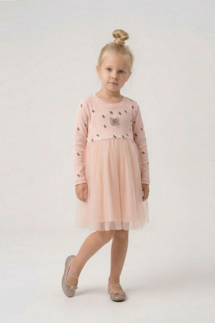Rochie pentru copii cu maneca lunga, de culoare roz