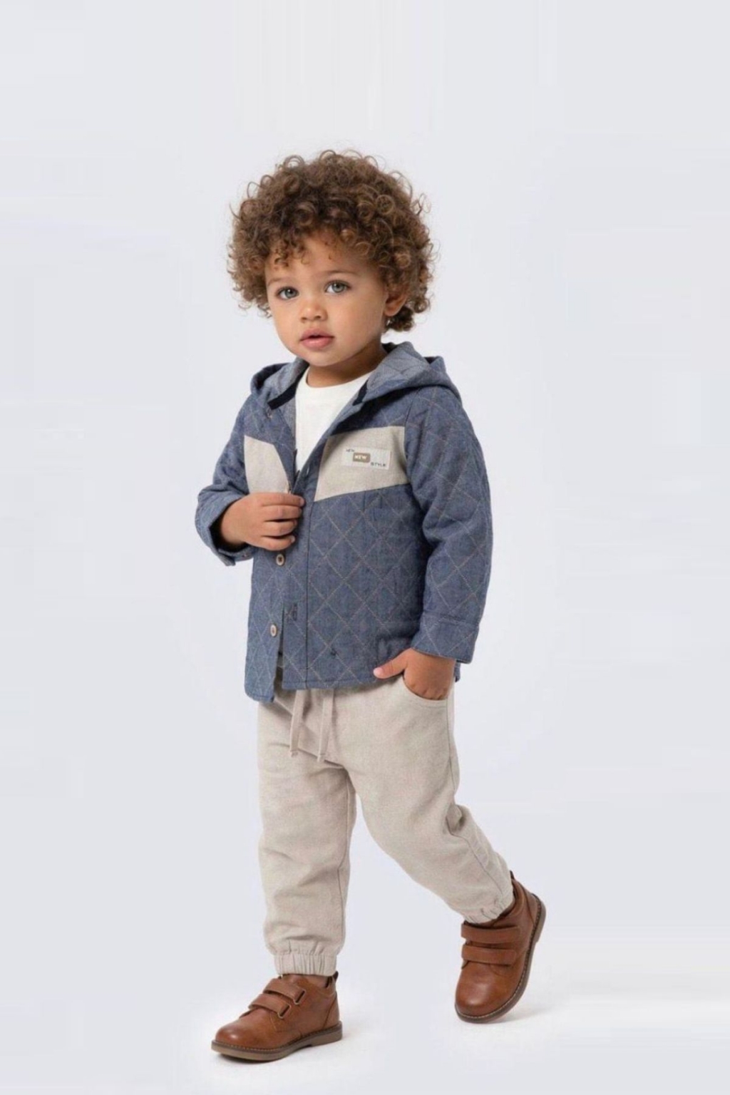Children`s set for boy with long sleeve 3 pieces, blue color