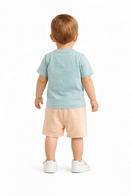 Set bebelusi pentru baietel cu maneca scurta, culoare verde