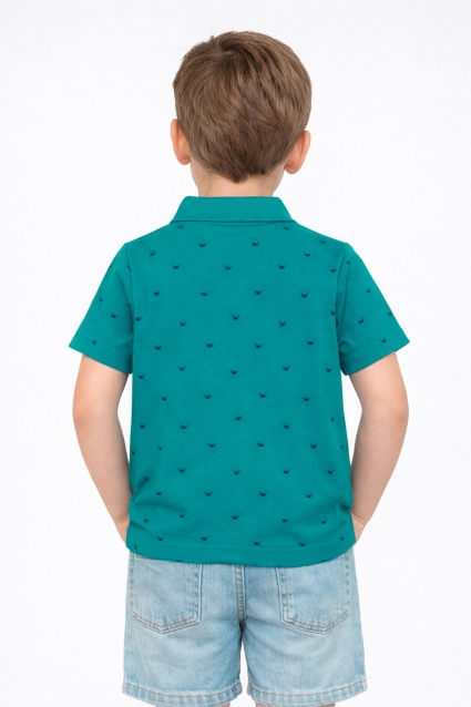 Children`s t-shirt with a collar for a boy, green color