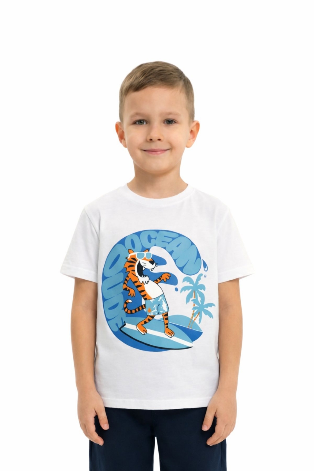 Children`s t-shirt for a boy, white color