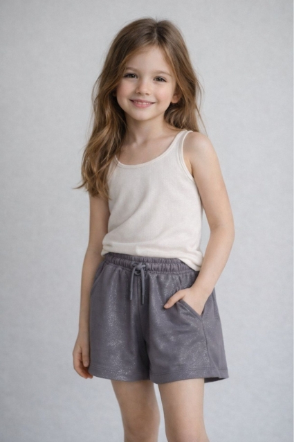 Children`s shorts for girls, gray color