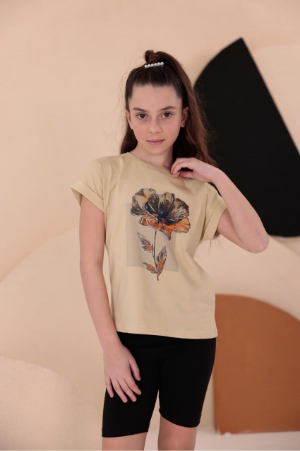 Children`s t-shirt for a girl, yellow color