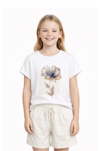 Children`s t-shirt for a girl, white color