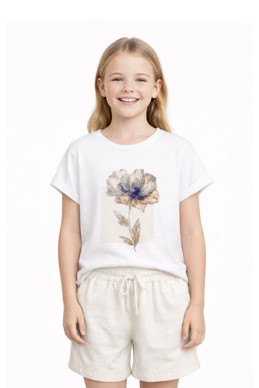 Children`s t-shirt for a girl, white color