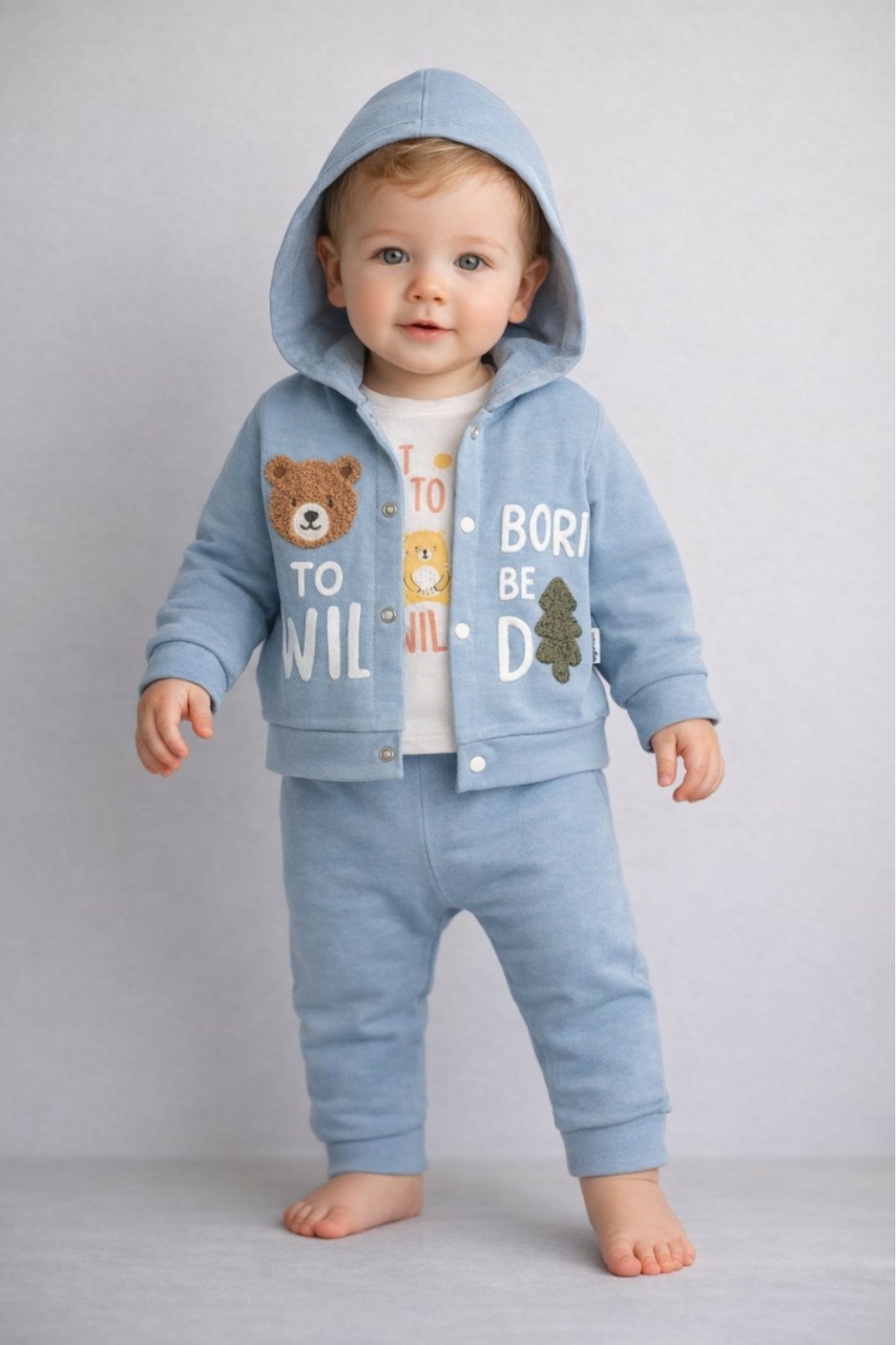 Baby set for boy with long sleeve, blue color