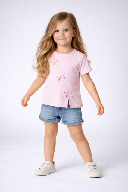 Children`s set for boy with short sleeves, green color