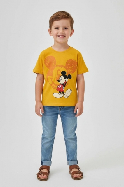 Tricou pentru copii pentru un baiat, de culoare galben inchis