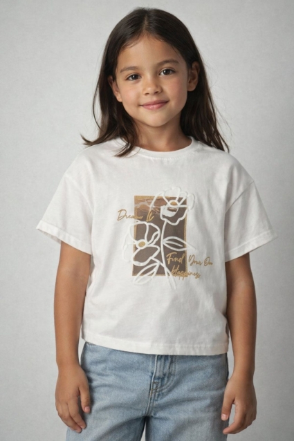 Children`s t-shirt for a girl, color ecru