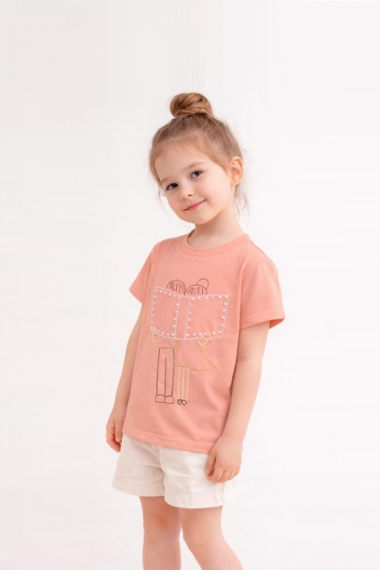 Tricou pentru copii pentru fete, culoare portocalie