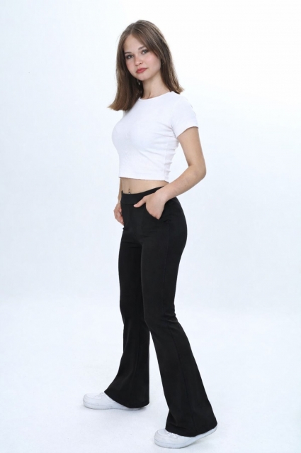 Children`s sports pants for girls, black color