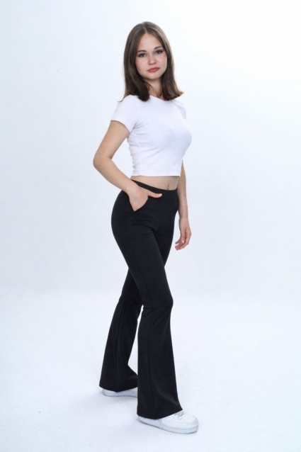 Pantaloni sport copii pentru fete, culoare neagra