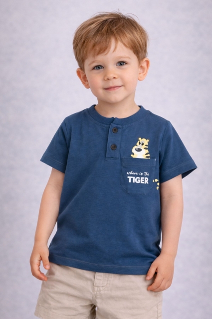 Children`s t-shirt for a boy, dark blue color