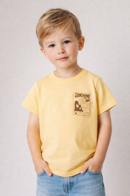 Children`s t-shirt for a boy, yellow color