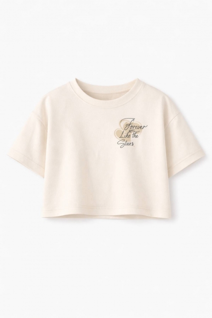 Tricou copii pentru fata, culoare bej