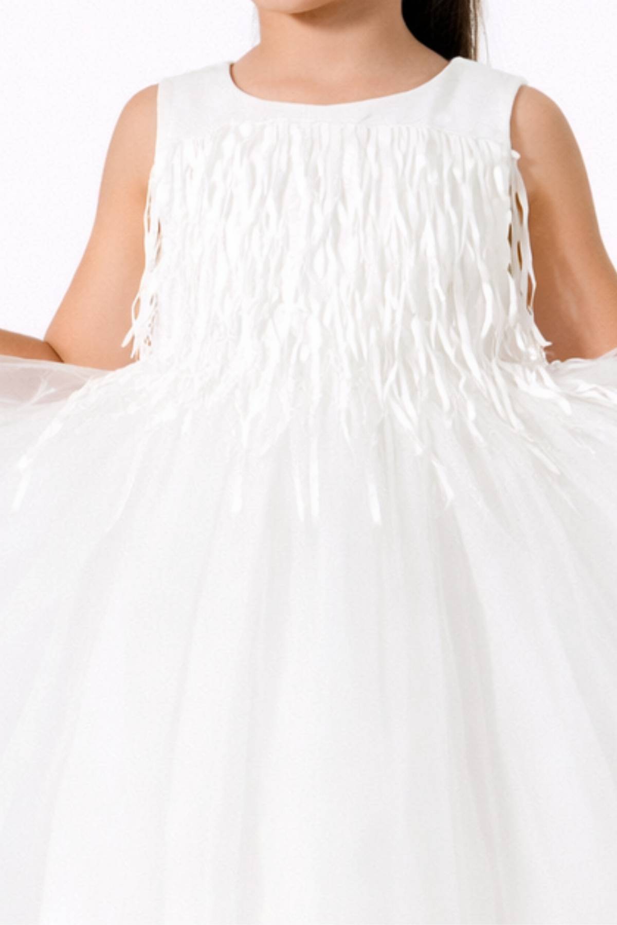 Детска официална рокля, бял цвят