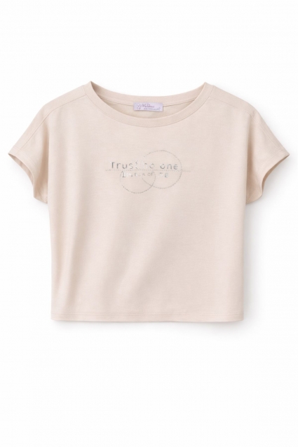 Tricou copii pentru fata, culoare bej